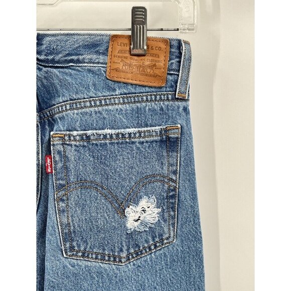 Levis Premium Denim Wedgie High Rise Jeans Button Fly Distressed Sz 25 - Picture 5 of 7